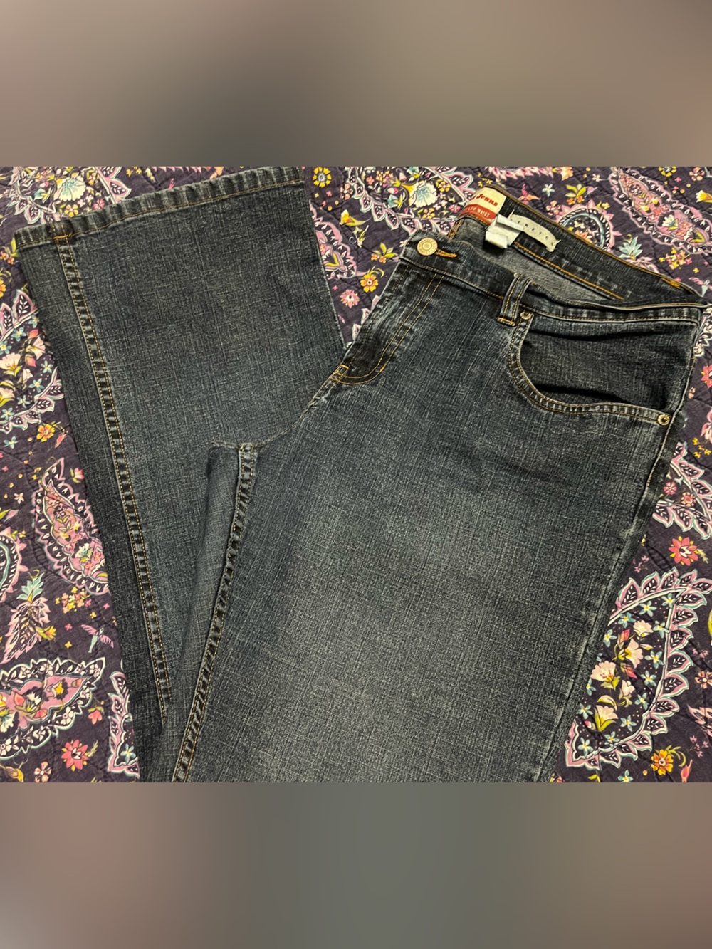 Vintage Old Navy Y2K Dark Worn Wash Stretch Ultra Low Waist Bootcut Jeans 14